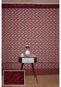 Resim Vakko Model Bordo Renk Ip Perde Hazır Düğmeleri Dikilmiş Ip Perd Bordo 