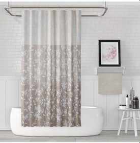 Resim Polyester Kumaş Kahverengi Çiçekli Büyük Ölçü Banyo Perdesi 180x2 Çok Renkli 