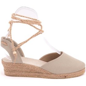 Resim Star Tombis Gerçek Elişi Hasır Jüt Bileğe Bağlı Ipli Günlük Kadın Espadril Handmade Bej 