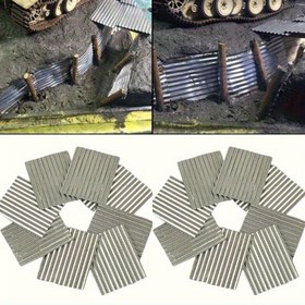Resim 8/16 Adet 1/35 Ölçekli Model İnşaat için Demir Oluklu Levha, Mimari Düzenlemeler için Minyatür Çelik Kulübe Tuğlaları, Yetişkin Hobi El Sanatları Metal Yapım Malzemeleri +14 Fabrika Kulübeleri ve Ev ile Kiremit Duvar Modelleri için Sahne Modelleme Malzemeleri 