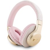 Resim Guess Lisanslı Bluetooth Kulaklık Script Gold Serisi Metal Yazı Logolu 4G Desenli Pembe 