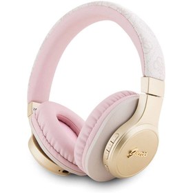Resim Guess Lisanslı Bluetooth Kulaklık Script Gold Serisi Metal Yazı Logolu 4G Desenli Pembe 