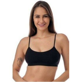 Resim Pedli İp Askılı Siyah Büstiyer Çok Renkli 