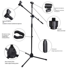 Resim Profesyonel Bomlu Mikrofon Sehpası Ayarlanabilir T Tipi Sahne Stüdyo Mikrofon Standı 