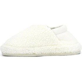 Resim Pofuduk Arkası Lastikli Rahat Panduf Kadın Ev Terliği Yumoş Terlik Ekru 