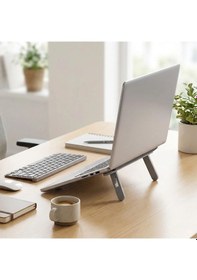 Resim 2 Kademeli Katlanabilir Laptop Standı Kendiliğinden Güçlü Yapışkanlı, Ergonomik Tablet Yükseltici 