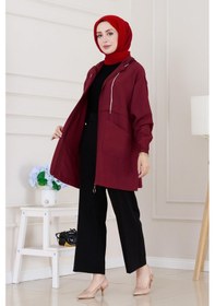 Resim Sevitli Kapüşonlu Önü Patlı Kap-bordo-5165 Bordo 