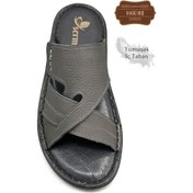 Resim Hakiki Gerçek Deri Erkek Terlik Hafif Terlik Deri G Şır Füme G Şır Füme 