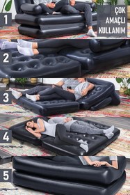 Resim Black Island Açılır Şişme Koltuk ve Şişme Yatak Çift Kişilik 188x152x64 cm 