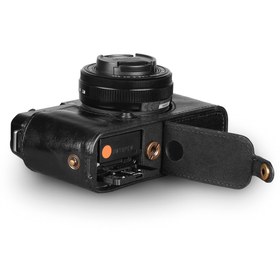 Resim MegaGear Gerçek Deri Fujifilm X-e4 Ile Uyumlu Yarım Kamera Kılıfı 