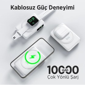 Resim Bix TPB16 10.000 Mah OLED Ekranlı Manyetik Kablosuz Powerbank 20W Pd Hızlı Şarj ve 15W Magsafe Beyaz 