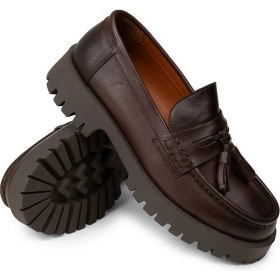 Resim Deery Kadın Hakiki Deri Kahverengi Püsküllü Loafer - 02035ZKHVC03 