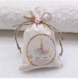 Resim Unicorn Baskılı Lavanta Kesesi Bebek Hediyesi, Bebek Mev(30 Adet) 