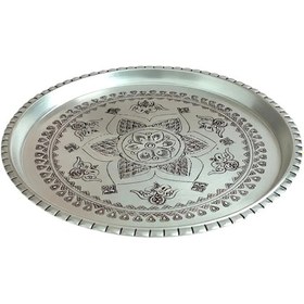 Resim Bakır Şark Köşesi Tepsi 30 Cm Gümüş 