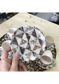 Resim Keramika Kahve Fincan Takımı 12 Parça 17726 Mermer Desen 