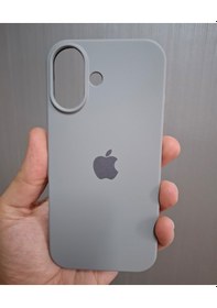 Resim Apple Uyumlu iPhone 17 Logolu İçi Kadife Silikon Lansman Kılıf Gri 