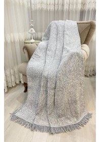 Resim Özlü Home Lüks Pamuklu Koltuk Çekyat Örtüsü Çift Taraflı Terletmez Kaymaz Toplanmaz 170 x 220 CM Gri 