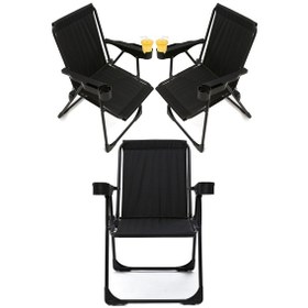 Resim Silva 3 Adet Kamp Sandalyesi Bardaklıklı - Siyah 