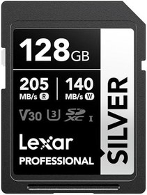 Resim Lexar Profesyonel SILVER SD Kart 128 GB, 205 MB/s'ye Kadar Okuma, 140 MB/s Yazma, SD3.0, V30, U3, C10 SDXC Kart, DSLR, Kameralar, Profesyonel Fotoğrafçı, Kamera, Meraklısı için UHS-I SD Hafıza Kartı 