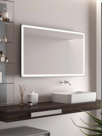 Resim Albus Home - Hera Led Aydınlatmalı Ayna - Tri-color Dimmer Defogger Mat Antrasit 