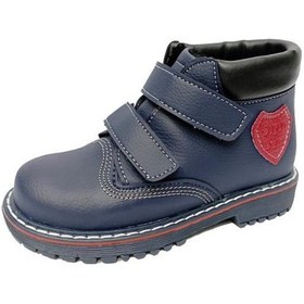 Resim Şiringenç 6775p Deri Cırtlı Anatomik Erkek Çocuk Bot Laci Beyaz Kırmızı Lacivert 