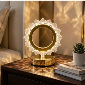 Resim Buffer Güneş Şeklinde Kristal Led Masa Lambası Dokunmatik, 3 Renk Işık Modlu, Şarjlı Mini Dekoratif Gece Lambası Şeffaf 