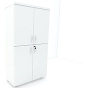 Resim Modüler Dünyası 4 Kapaklı Kitaplık Dosya Dolabı Beyaz - 80X38X153 Beyaz 