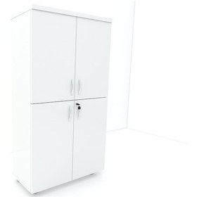 Resim Modüler Dünyası 4 Kapaklı Kitaplık Dosya Dolabı Beyaz - 80X38X153 Beyaz 