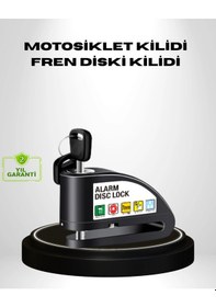 Resim Mey İthalat Titreşim Sensörlü Alarmlı Motosiklet Disk Kilidi 14mm Çelik Çift Kilitleme 