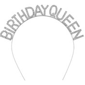 Resim Gümüş Renk Kristal Taşlı Parlak Birthday Queen Yazılı Kraliçe Taç 16x17 Cm Diğer 