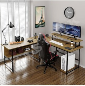 Resim Ceviz L Masa, Oyun Masası L-tipi Bilgisayar Masası 200-c 