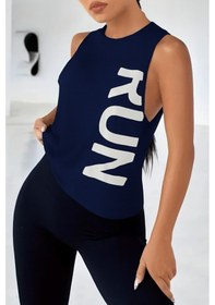 Resim Ghassy Co. Kadın Run Nefes Alabilir Koşu Egzersiz Kolsuz Spor Atlet Lacıvert 