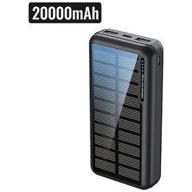 Resim Chuangyinshop Solar Power Bank Black 20000mah Büyük Kapasiteli Taşınabilir Şarj Cihazı Uçakta Kullanılabilir Hızlı Şarj Alt N 