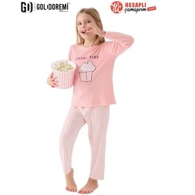 Resim Roly Poly Premium Garson Kız Çocuk Pop Corn Cınema Time Uzun Kollu Kadife Pijama Takım Pembe 