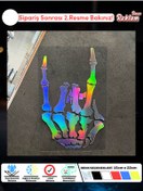 Resim Onur Reklam İskelet El Rock İşareti Sticker – Suya Dayanıklı, 15x22 cm (Renk Seçenekli) 