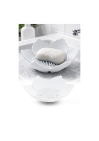 Resim Beyaz Lotus Desenli Silikon Sabunluk Su Giderli Katı Sabunluk Banyo Lavabo Sabun Tutucu Diğer 