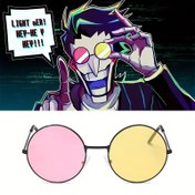 Resim Spamton Karakter Cosplay Gözlükleri Unisex Büyük Yuvarlak Çerçeve Karışık Renkli Lensler Plastik Anti-Reflektif Lens Malzemesi Sıradan Dekoratif Gözlükler Cadılar Bayramı İçin 
