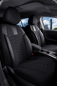 Resim Mini Cooper ile Uyumlu Lüx Deri Detaylı Oto Koltuk Kılıfı Ön Arka Takım PLATINUM Serisi SİYAH 