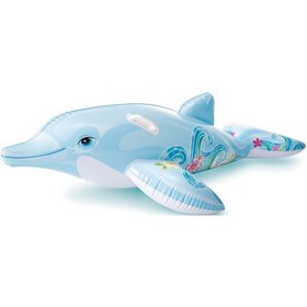 Resim Küçük Yunus Figürlü Tırabzanlı Şişme Deniz Yatağı Çok Renkli 