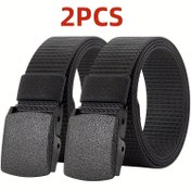 Resim 2 adet Erkek Nylon Kemer, Plastik Tokalı Rahat Kanvas Bel, Dış Mekan Sporları, Kotlar, Günlük Seyahat, Babalar Günü, Mezuniyet, Okula Dönüş, Doğum Günü için Mükemmel Hediye 