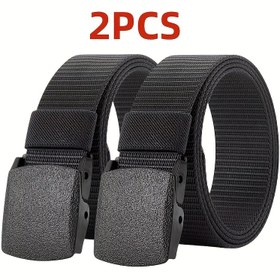 Resim 2 adet Erkek Nylon Kemer, Plastik Tokalı Rahat Kanvas Bel, Dış Mekan Sporları, Kotlar, Günlük Seyahat, Babalar Günü, Mezuniyet, Okula Dönüş, Doğum Günü için Mükemmel Hediye 