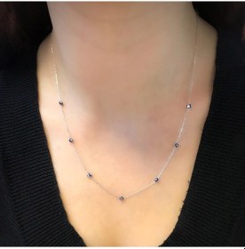 Resim Nazar Boncuklu Kolye Lacivert Bombeli 