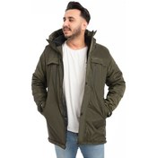 Resim Erkek Haki Içi Polarlı Kürklü Su Ve Rüzgar Geçirmez Kapüşonlu Kışlık Mont & Kaban & Parka Haki 