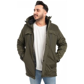 Resim Erkek Haki Içi Polarlı Kürklü Su Ve Rüzgar Geçirmez Kapüşonlu Kışlık Mont & Kaban & Parka Haki 