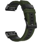 Resim Garmin Fenix 5 Plus/fenix 3 İçin Kanvas + Deri Saat Bandı Naylon Saat Kayışı 