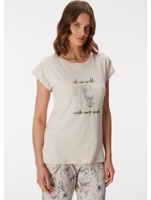 Resim Anıl Man11383-1007 Anil Ev Giyim Man11383 11383 Kadın T-shirt Ve Pantolon Takım Gri 