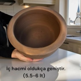 Resim AdenArt El Yapımı Doğal Toprak Güveç Tencere Jumbo Boy 30*15 cm 