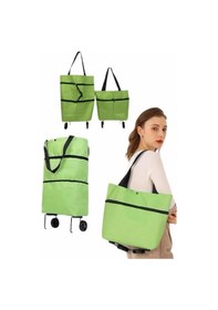 Resim Katlanabilir Tekerlekli Pazar Market Çarşı Arabası Market Alışveriş Çantası 