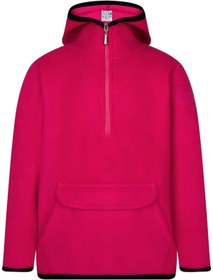 Resim ASL Kids Colors Çocuk Polar Yarım Fermuarlı Kapşonlu Kanguru Cep Sweatshirt Unisex Pembe 