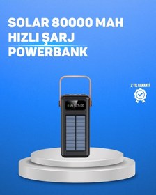 Resim 80000 Mah Yüksek Kapasiteli Powerbank Göstergeli Solar Şarj Cihazı 